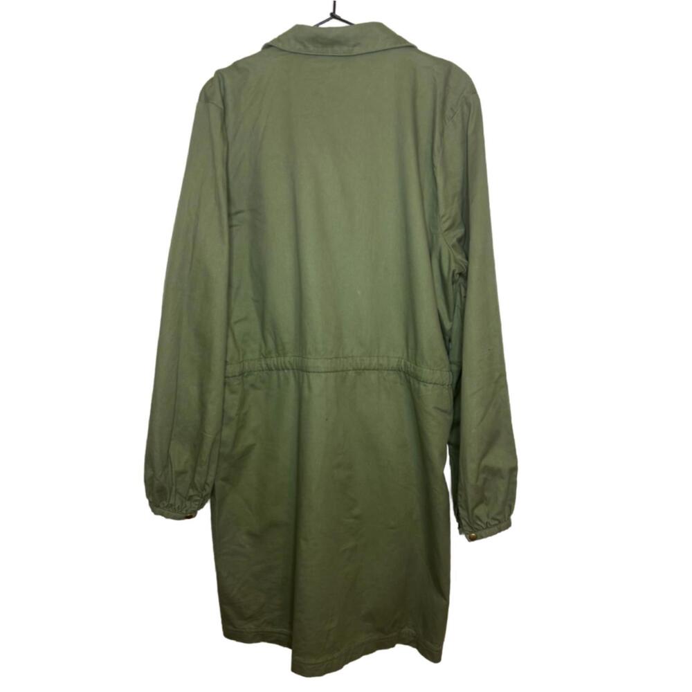Loft Women's Sz 2XLT Olive Green Button Pocket Long Sleeve Shirt Dress (1896) - Picture 2 of 7